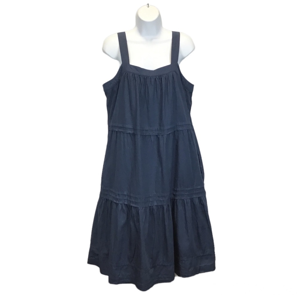 Pact The Sunset Easy Cami Tiered Midi Dress in French Navy
